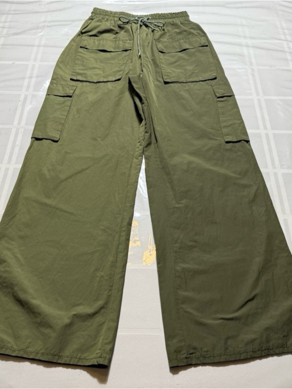 Missguided Olive Green Cargo Wide-Leg Drawstring Pants